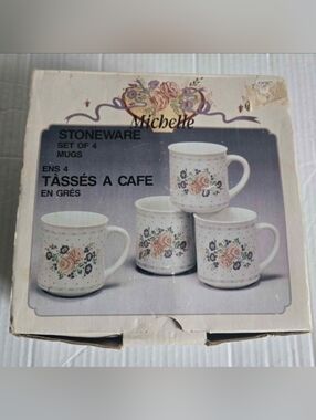 Vintage Michelle Stoneware Set of 4 Mugs